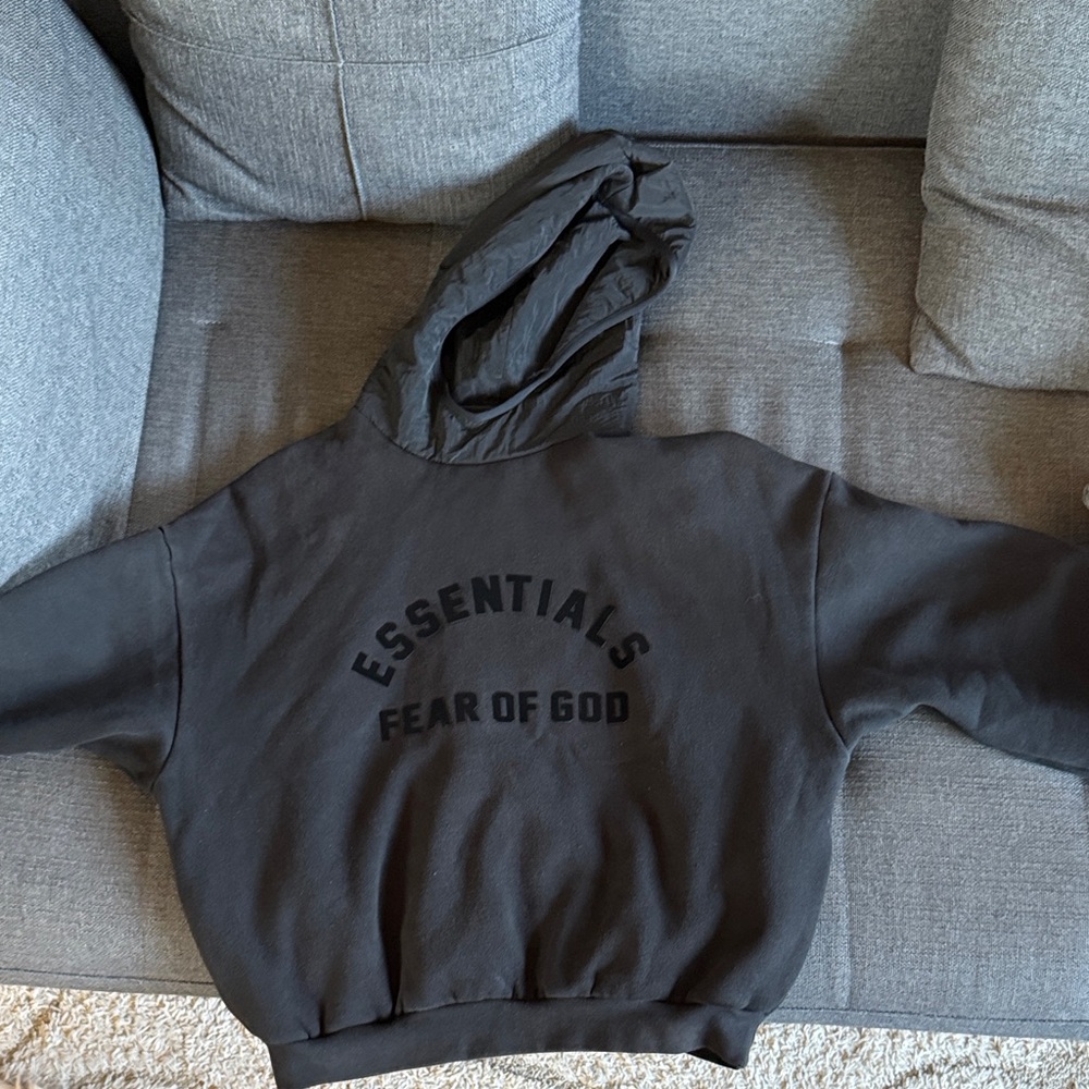 Fear of God Essentials Nylon Fleece Hoodie Jet Black Kids 14/16Y